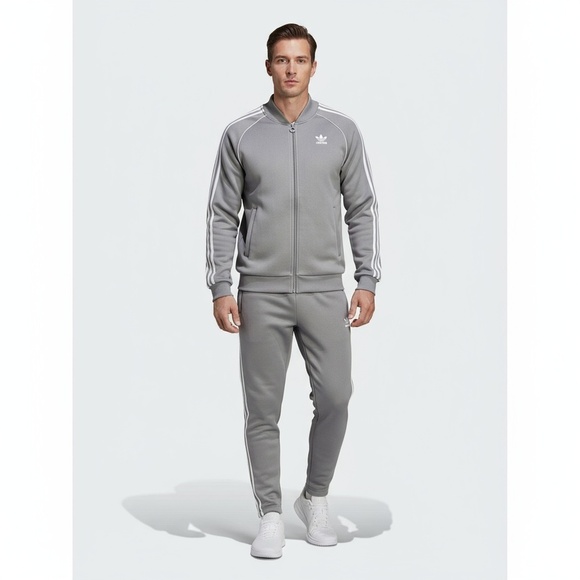 adidas Other - Adidas Track Jacket Mens Size S Grey White Fleece SST Bomber Full Zip Sporty Ret